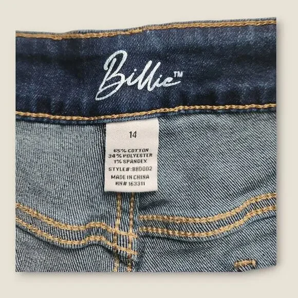 Billie Women's Jeans Dark Wash Raw Hem Straight Leg High-rise Size 14 - Picture 8 of 8